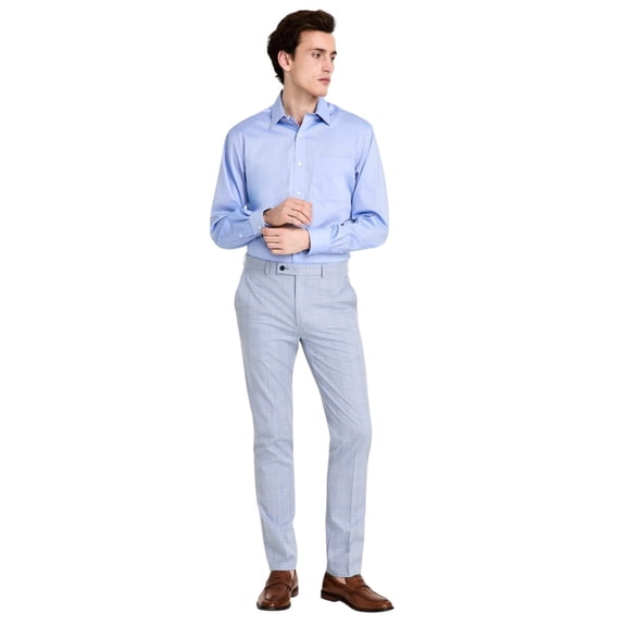 Calvin Klein Mens Slim fit Dress Pants 38 / 30 Light Blue Plaid