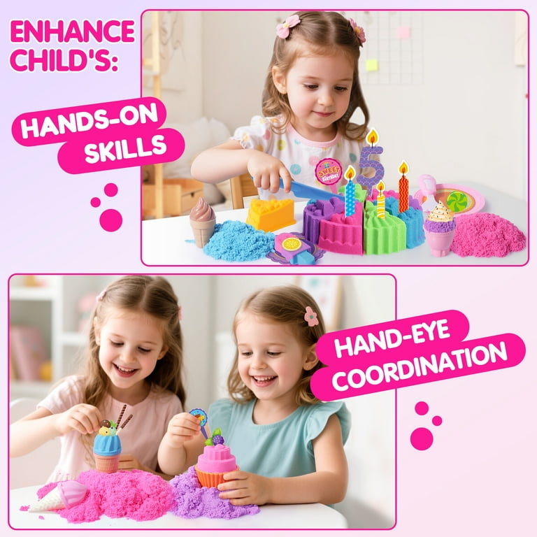 BILLEEIT Cake & Ice Cream Sensory Bin Sand Toy for Kids Ages 3+
