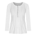 thumbnail image 3 of bnaln Womens Tops Fall Long Sleeve T Shirts V Neck Dressy Casual Pullover Henley Shirts Loose Fit Button Up Tunic Tops Blouses Pleated Tshirts Going Out Tops for Leggings, 3 of 4