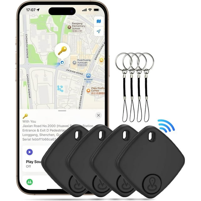 Buscador de llaves Bluetooth DSDFPFG Air Tags, paquete de 4, color negro