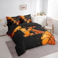 thumbnail image 2 of Castle Fairy Orange Basketball Initial K Twin Bedding 7-Piece, Abstract Watercolor Splash Bedding Comforter Set, Black Orange,Black Reversible, 2 of 7