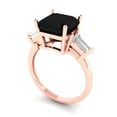 thumbnail image 2 of Clara Pucci 14K Rose Gold Solid Gold Onyx Three-Stone Anniversary Ring for Women - 3 cttw Asscher Cut, 2 of 8