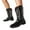 Black, variant on Cowboy Boots for Women Embroidered Leather Square Toe Wide Mid Calf Cowgirl Boots Fashion Western Short Dress Boots