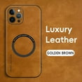 thumbnail image 2 of ELEHOLD For iPhone 12 Pro Max Luxury Leather Magnetic Shockproof Case Slim Drop Protection Cover, Lens & Screen Protection, Compatible with Magsafe, Skin-Friendly, Brown, 2 of 9