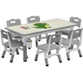 thumbnail image 1 of GAOMON Juego de mesa y silla para niños, altura ajustable, tablero de grafiti, patas antideslizantes, mesa de actividades para guardería, aula y hogar., 1 of 7