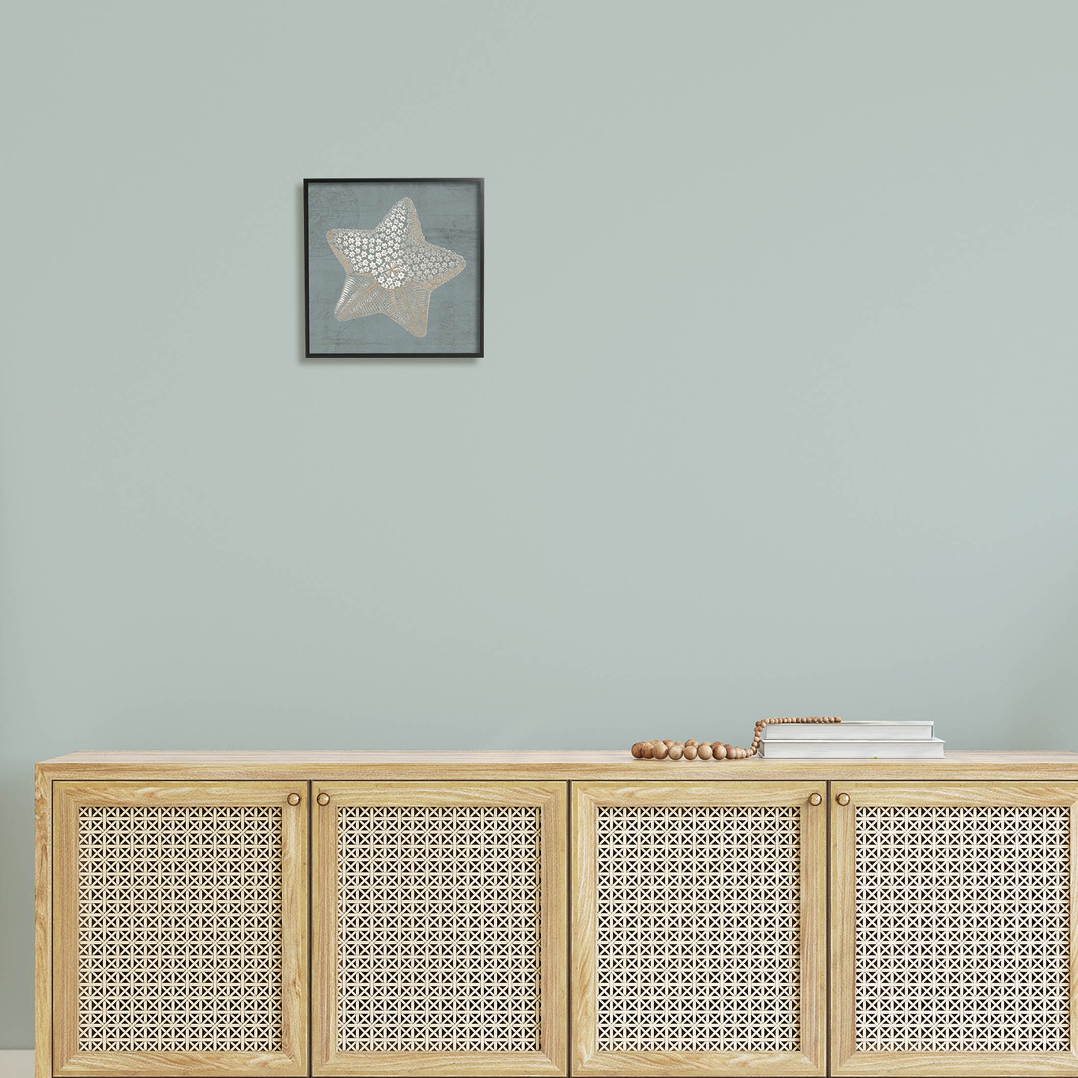 Patterned Starfish Aquatic Sea Life Animals & Insects Graphic Art Black Framed Art Print Wall Art