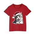 thumbnail image 2 of Odeerbi Kids Boys Girls Christmas T-shirt Fashion Cute Christmas Printed Casual Short Sleeve Cotton Top Shirt Kids Clothes Red, 2 of 5