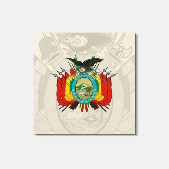 Bolivia Coat Of Arms 4'' X 4'' Square Wooden Coaster