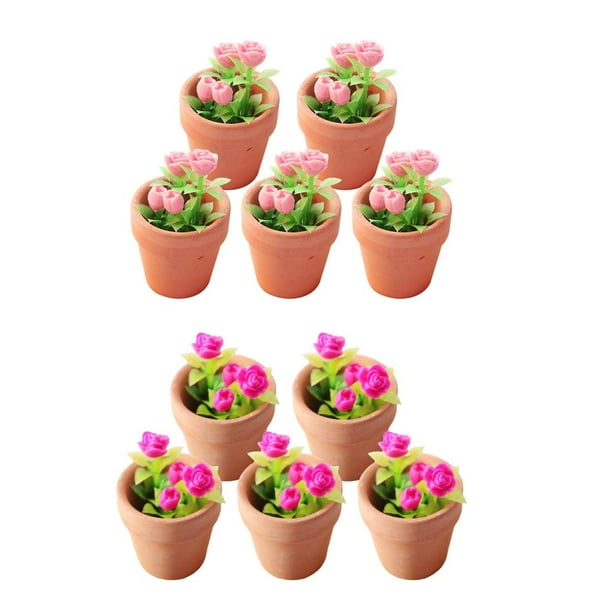 Plantas en macetas,1:12 casa de muñecas en miniatura plantas en macetas de rosas,1/12 casa de muñecas muebles juguetes planta en maceta,1:12 Casa de muñecas Adorno de jardín en miniatura