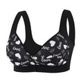 thumbnail image 5 of KHONTS Women's Graphic Printed Front Closure Bra Push up Senior Bras Soft Lifting Comfy Wireless Bralettes Black 40A, 5 of 5
