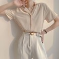 thumbnail image 2 of Women's Summer Casual Chiffon Blouse V Neck Short Sleeve Button Down Lapel Shirt Lightweight Comfortable Tunic Top, 2 of 2