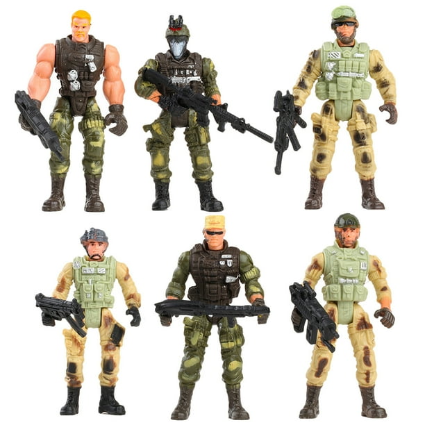 6 piezas de figuras de soldados militares flexibles de juguete para niños (tipo aleatorio)