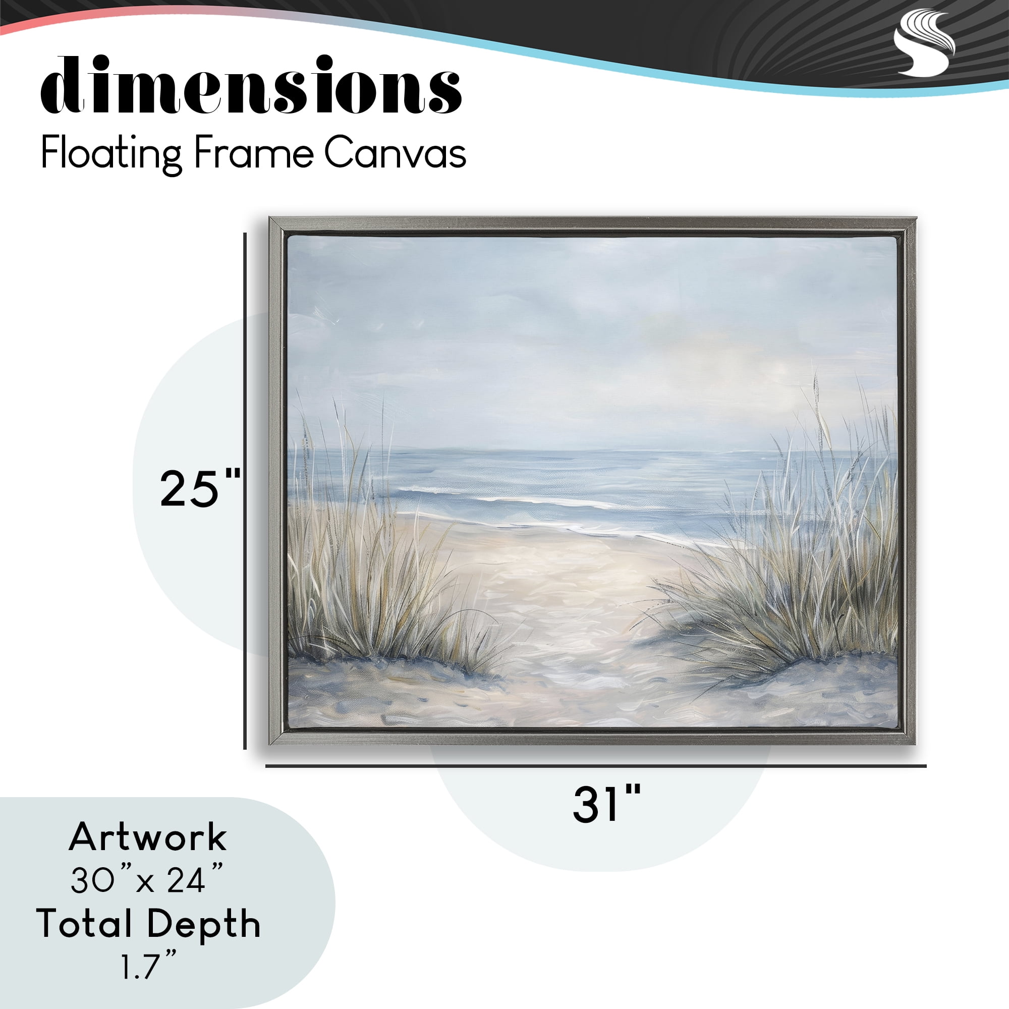 Stupell Industries To The Beach Tranquil Landscape Gray Framed Floater Canvas Wall Art, design by Petal Prints Design