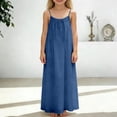 thumbnail image 2 of Girls Dress Backles Slinen-Cotton Dress Summer Boho Trendy 2055 Vacation Casual Flowy Sundresses, 2 of 6