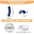 thumbnail image 2 of 216Pcs 12 Colors Acrylic Imitation Gemstone Bead Curved Long Spacer Connector Curved Chunky Bracelet Bead with 18m Elastic Thread Tube Bangle Bracelets for Women Jewelry DIY Making Colorful DIY, 2 of 6
