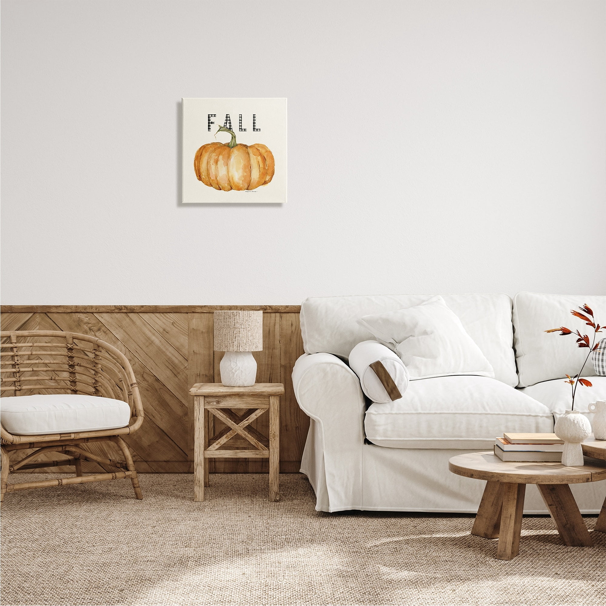 Stupell Industries Fall Pumpkin Black Farm Plaid Typography Autumn Gourd, 24 x 24, Design by Stephanie Workman Marrott