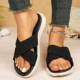 thumbnail image 2 of Rokment Womens Orthopedic Memory Foam Beach Slip on Sandals Summer Fashion Comfortable Mesh Crooss Band Platform Wedge Low Heel Walking Slides Casual Flat Slippers Black Size 9, 2 of 8