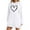 #01 White, variant on Busydd Women Dresses Fashion Love Heart Print Fall Dresses Comfy Long Sleeve Drawstring Mini Dress Casual Hooded Sweatshirt Dress with Pocket S