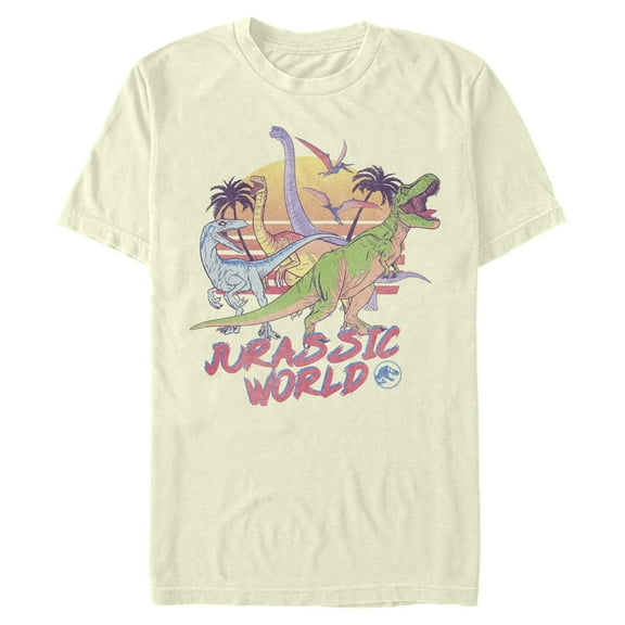 Mens Jurassic World Distressed Neon Art T Shirt