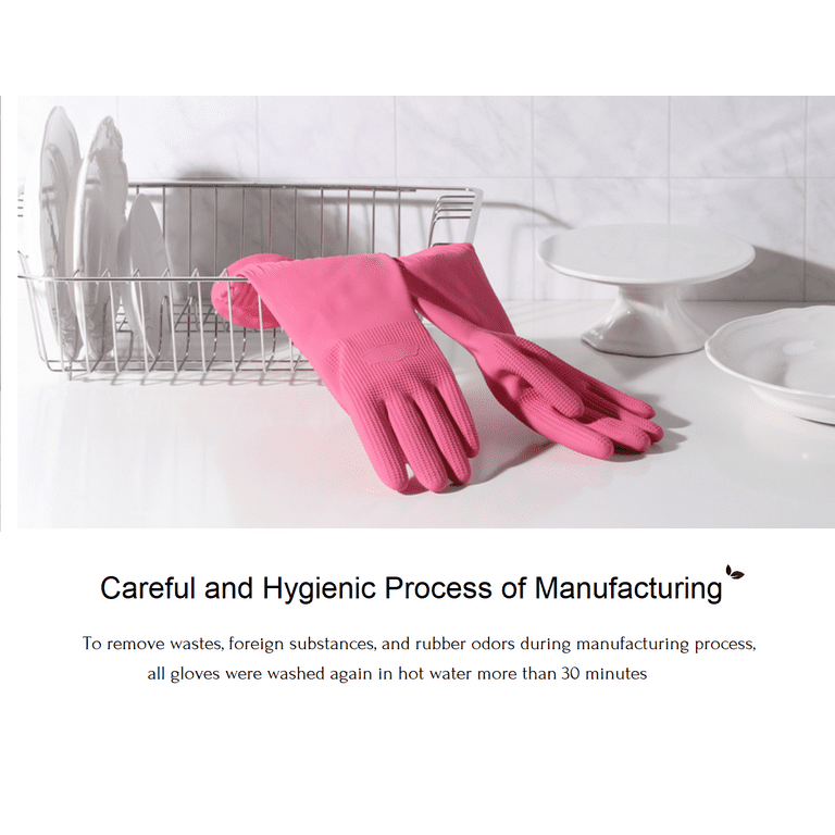 Myungjin (2 Pairs) Reusable Waterproof Household Dishwashing Non-Slip  Cleaning Latex Rubber Gloves (XXL) 