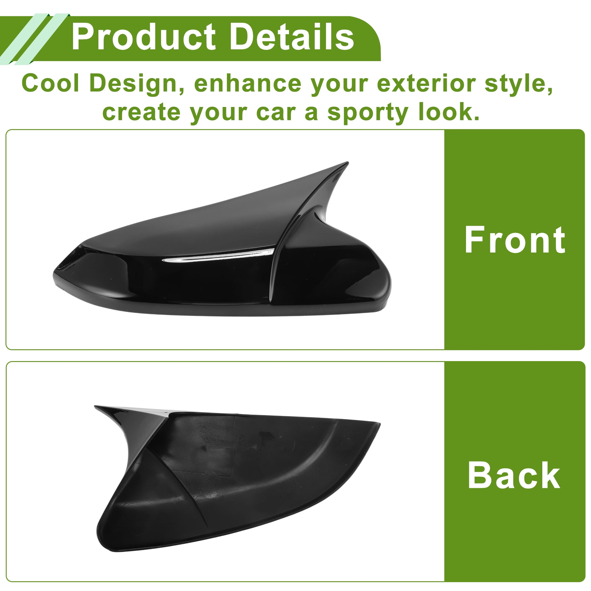 Unique Bargains ABS Side Mirror Cover Cap Replacement for Honda Civic 2016-2021 Black