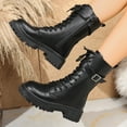 thumbnail image 6 of Bnwani Women Low Heel Boots Shoe Fashion Toe Zipper Chunky Mid-Calf Casual Solid Boot Black Size 5.5, 6 of 9