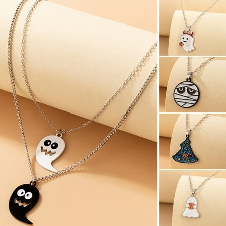 

Ayyufe Halloween Necklace Fun Decorative Festive Adjustable All Match Trick Treats Gift Geometric Women Halloween Ghost Eyeball Mummy Pumpkin Lantern Pendant Necklace Party Favors