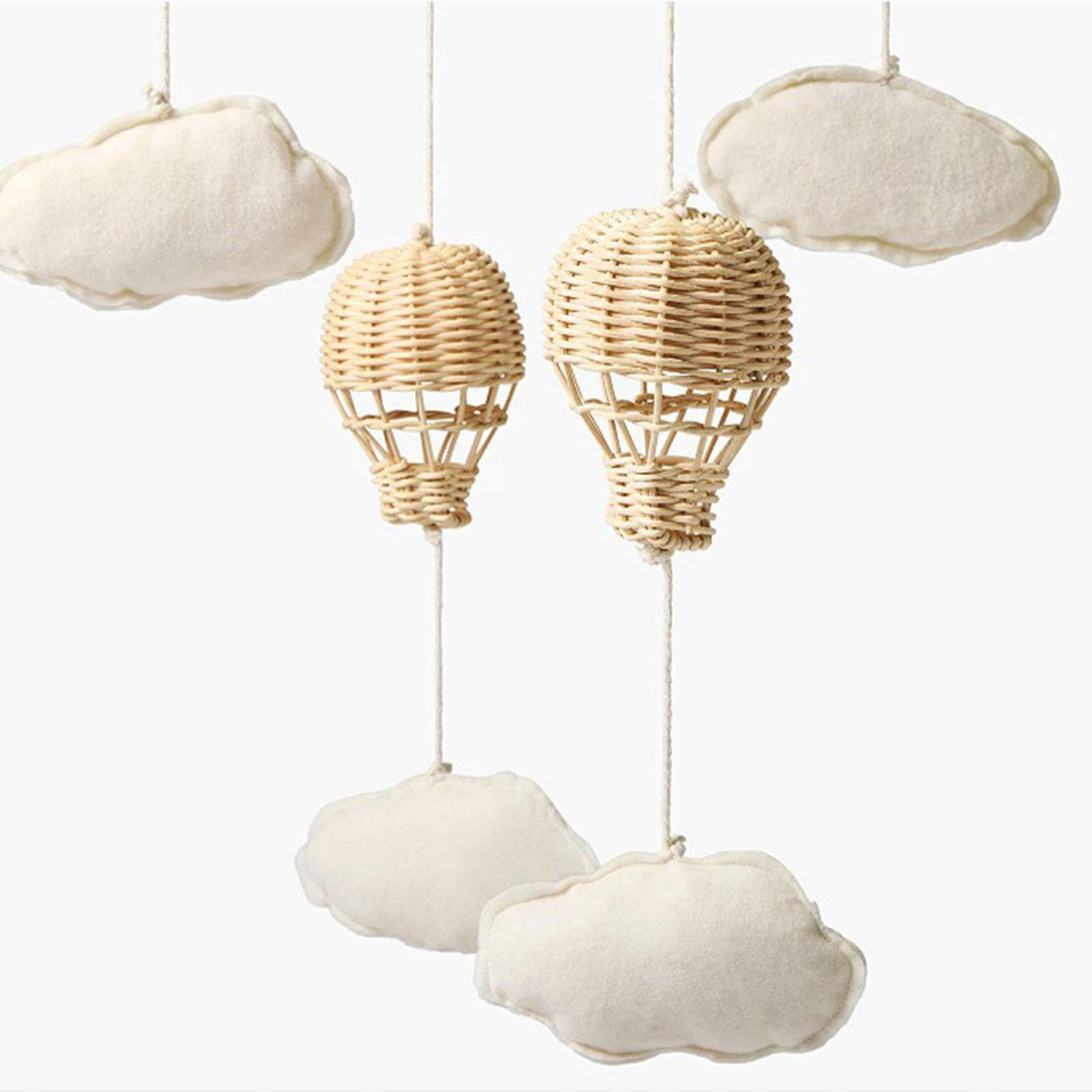 Dualoai Mobile for Crib Decorating Hanging Play Rattan Hot Air Balloon Pendant for