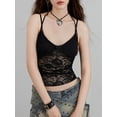 thumbnail image 3 of SUNSIOM Camisole pour Femmes, Bretelles Spaghetti Col Halter Dos Nu Dentelle Patchwork T-Shirt Sortie, 3 of 7