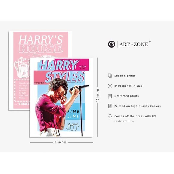 Harry Styles Poster Gifts 8 x 10 Inch Canvas Prints Unframed Set of 6 Music Posters for Room Aesthetic Wall Decor Taylor Swift Poster Canvas Wall Art