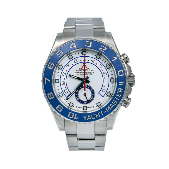 Pre-Owned Rolex Yacht-Master II 116680 44MM White Dial Blue Hands With Stainless Steel Bracelet