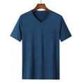 thumbnail image 2 of BOBOGOJP Grands T-Shirts pour Hommes à Rayures Manches Courtes Col Rond (Bleu,m), 2 of 3
