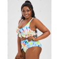 thumbnail image 2 of Tallas de talla grande tinte ruffle lace-up knot bikini roto traje de baño Rosegal Leggings de talla grande, 2 of 5