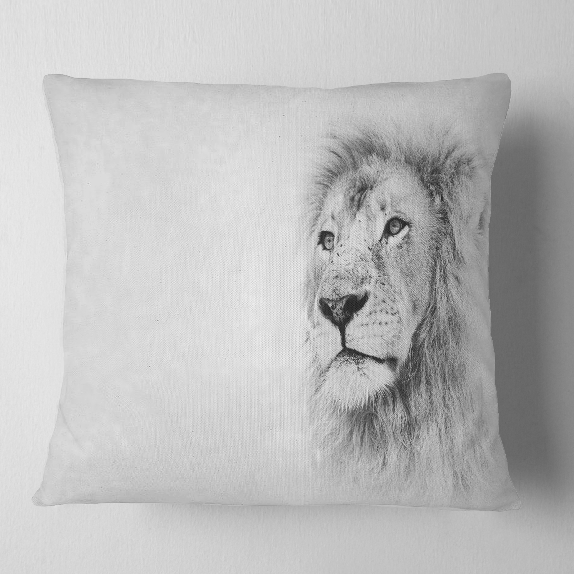 Designart Lion Face on Card Banner - Animal Throw Pillow - 18x18
