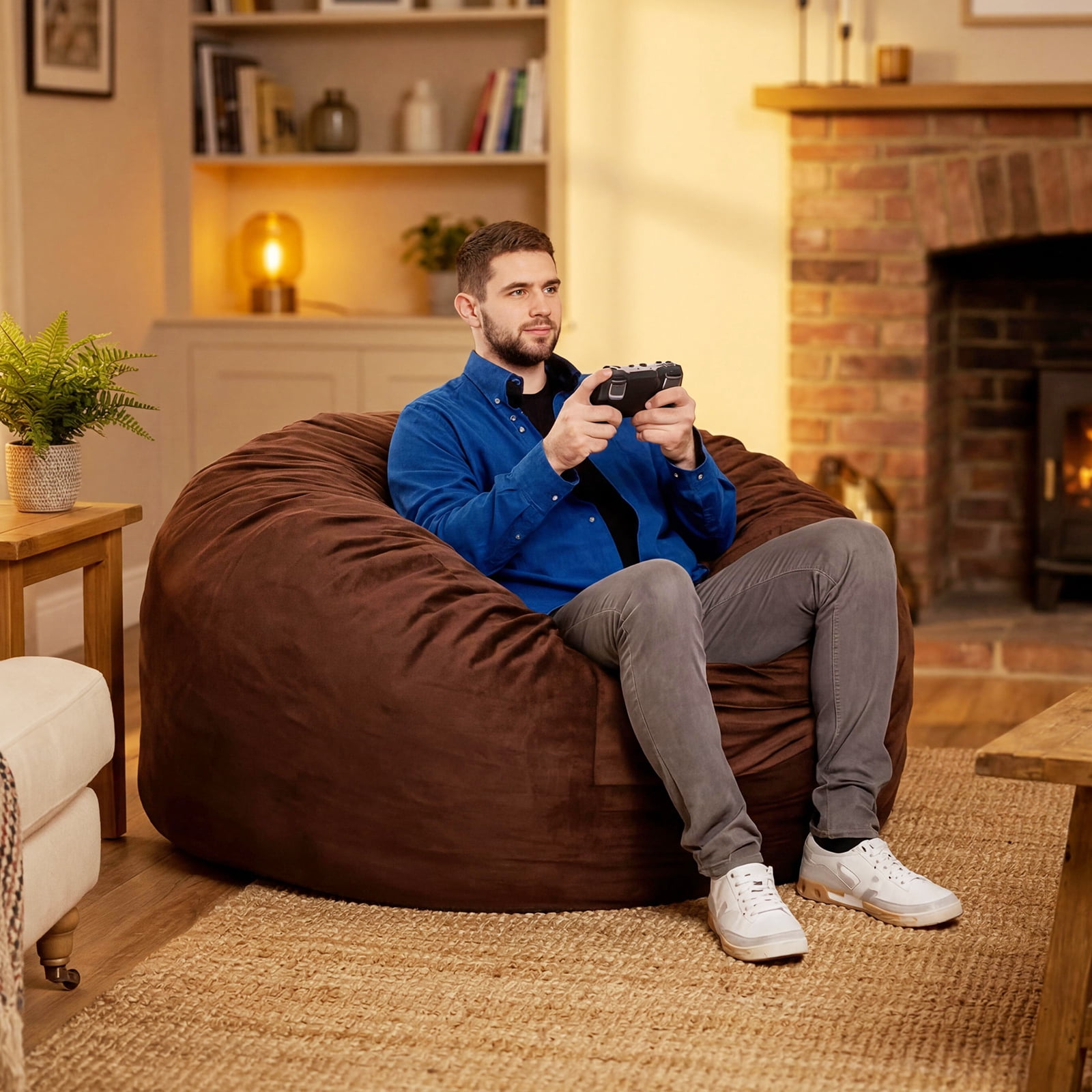4 in 1 Convertible Bean Bag Chair Bed for Adults 4ft Large Beanbag Chair with High Memory Foam Filler and Removable Cover, Oversized Comfy Flannel Bean Bag Couch Bed Lazy Sofa for Adults Teen