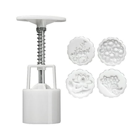 

ZENTREE 75g Barrel Mooncake Mold with 4 Flower Stamps Cookie Cutter Green Bean Pastry