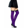 thumbnail image 3 of Leg Avenue Womens Striped Thigh High Stockings, Black/Purple, One Size, 3 of 5