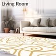 thumbnail image 2 of ODIKA 6'x9' Machine Washable Non-Slip Area Rug, Nautilus Spiral Abstract Wave Formation High Traffic Rug, Gold, 532887, 2 of 5