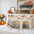 thumbnail image 6 of Outdoor Waterproof Pillow Covers Orange Pumpkin Fall Thanksgiving Maple Leaf Decorative Throw Pillow Protectors for Sofa Couch,20x20in 2 Pack, 6 of 9
