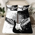 thumbnail image 2 of Manfei Music Guitar Twin Sheet Sets,Musical Instrument Twin Fitted Sheet,White Black Flat Sheet For Girls Kids,Microfiber Bedroom Decor,3-Piece, 2 of 7