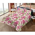 thumbnail image 4 of Ambesonne Floral Fitted & Flat Sheet with Shams 4 Pcs Set, Rose Flowers Vintage Pattern, Calking, Dark Coral Reseda Green, 4 of 5