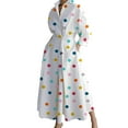 thumbnail image 1 of Gibobby Vestido de manga larga Otoño Invierno Casual Cómodo Moda Elegante Manga larga Cuello en V Vestido con estampado floral(Blanco,CH), 1 of 4