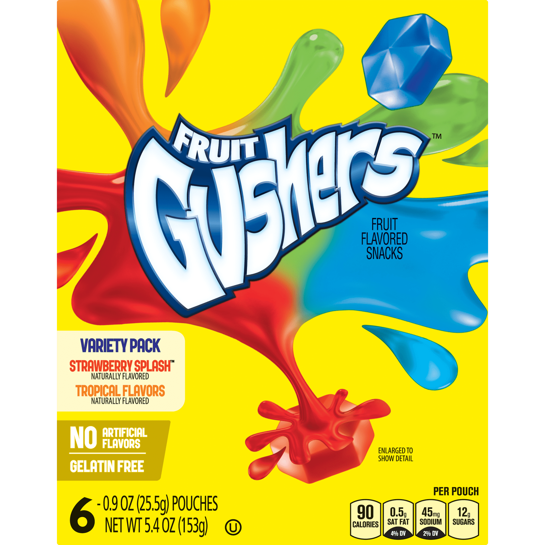 Gushers Fruit Snacks Strawberry Splash & Tropical Flavors 6 ct 5.4 oz