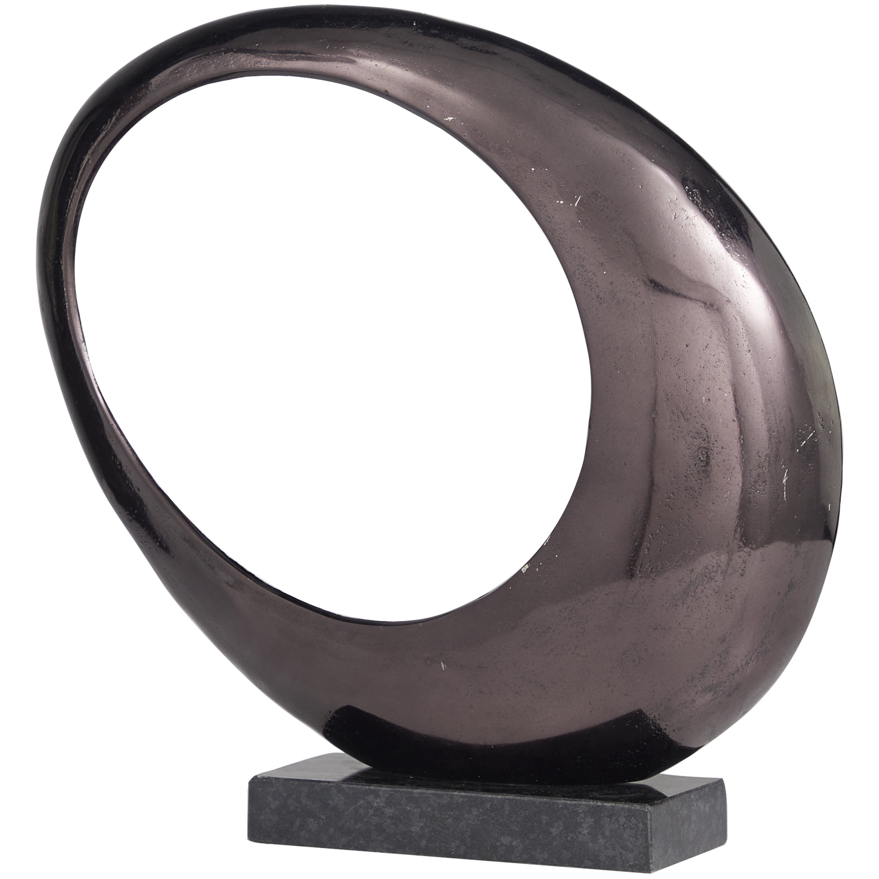 20", 13"H Dark Gray Aluminum Abstract Sculpture with Marble Base, by DecMode (2 Count)