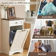 thumbnail image 3 of 13 Gallons Tilt Out Trash Cabinet Freestanding Kitchen Trash Bin Cabinet Wood Garbage Recycling Cabinet with Hideaway Drawer Pet Proof Trash Can Holder for Kitchen Living Room, Antique White, 3 of 6