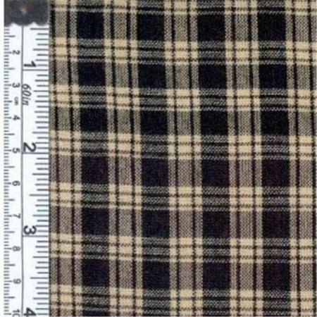 Textile Creations RW2139 Rustic Woven Fabric, Small Plaid Natural And Black, 15 yd.
