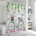 thumbnail image 6 of Spring Shower Curtain, Waterproof Shower Curtains for Bathroom, Bicycles Botanical Rose Leaves Butterfly Wood Grain Washable Fabric Bathtub Curtain Set Bath Decor with 12 Hooks 48"x72", 6 of 8