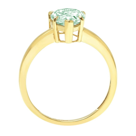 2 ct Pear Cut Simulated Green Diamond Solitaire Engagement Ring for Women in 18K Yellow Gold