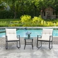 thumbnail image 5 of Sobaniilo 3 Piece Outdoor Rocking Chair Set, PE Wicker Rattan Patio Bistro Porch Rockers Set of 2, Beige, 5 of 8