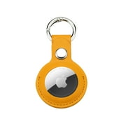 AirTag Case, Durable Leather Shock Resistant Keychain Multi-Function for AirTag Case Yellow